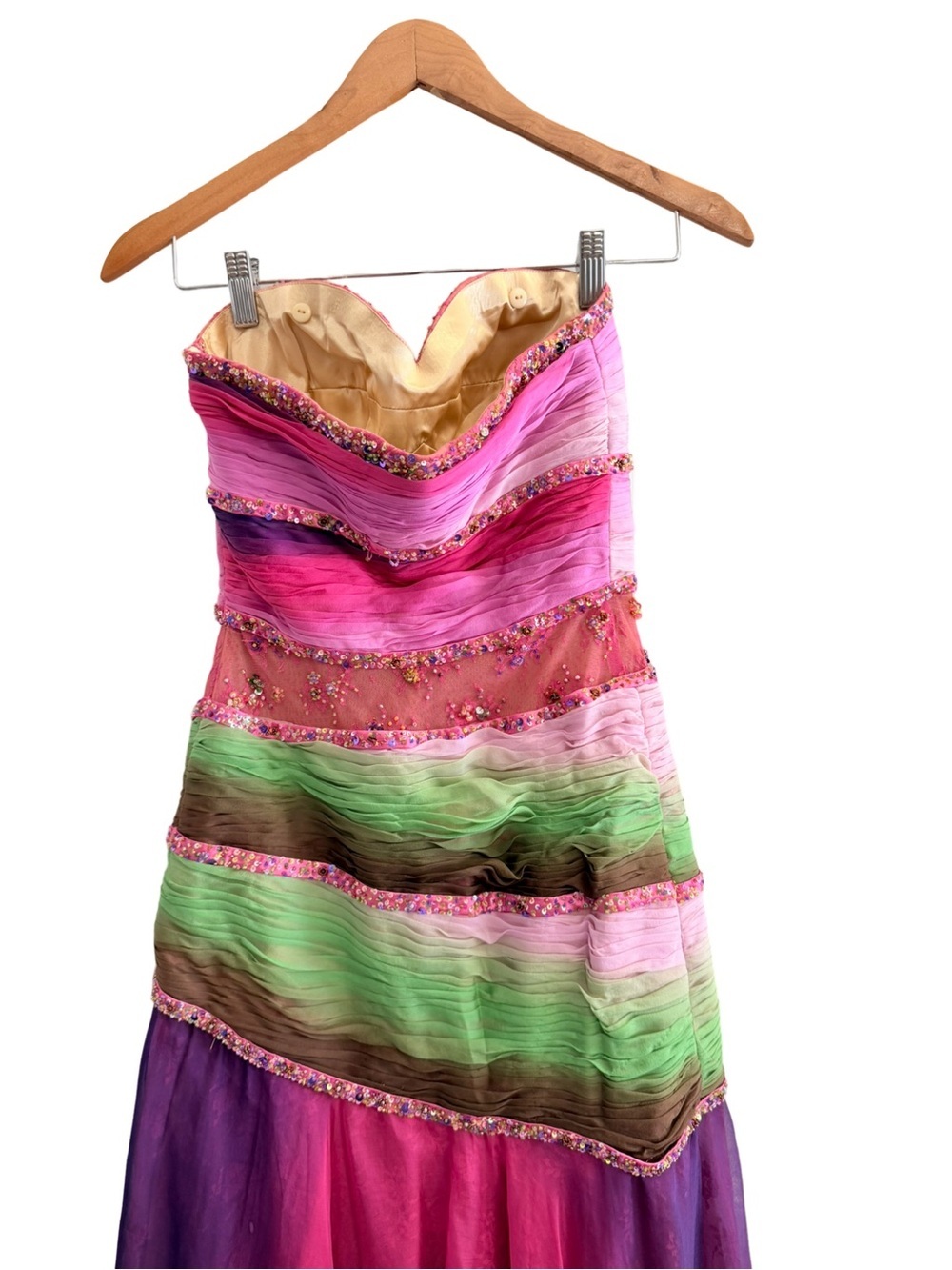 Mac Duggal Couture Beaded Strapless High Low Prom Formal Dress Pink Size 4 - Picture 5 of 16